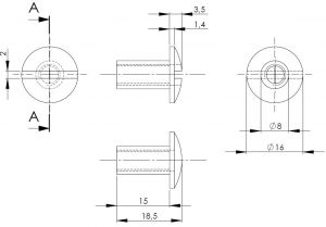 VITE CON MANI. M6x15xØ16 SCANALATO